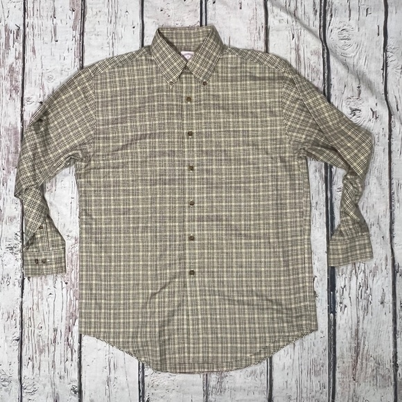 Brooks Brothers Green Men's Plaid Shirt - Green Button Down Long Sleeve Shirt - Picture 1 of 5